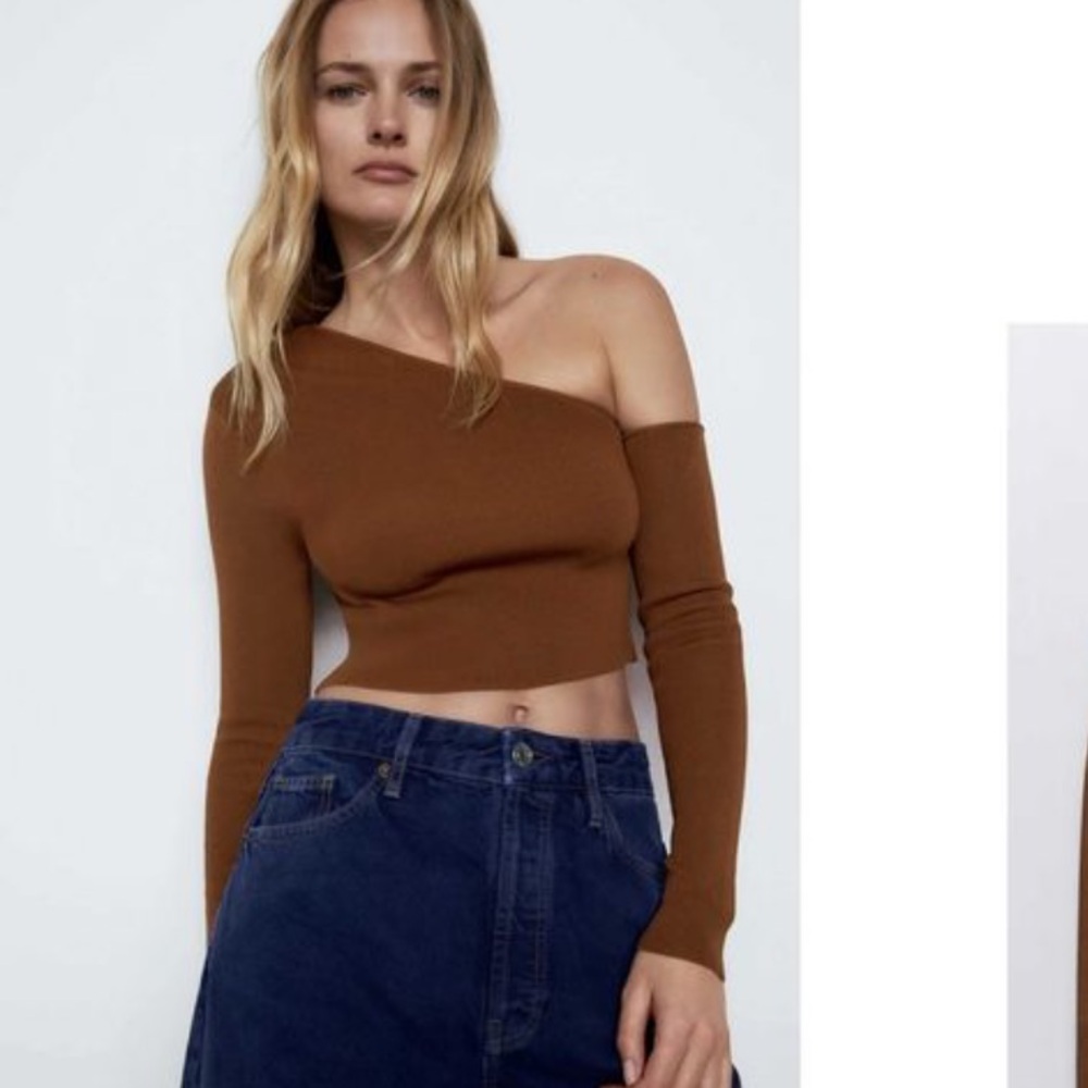 NWT Zara Chocolate Brown Knit Top